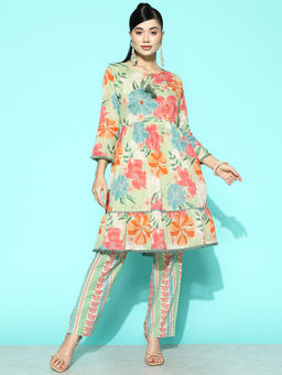 Varanga - Women Sea Green Printed Co-ord Set