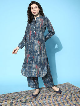 Varanga - Women Workwear Blue Dyed Straight Co-ord Set