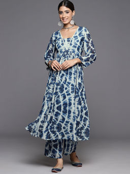 Varanga - Women Blue Printed Flared Co-ord Set