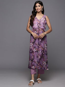 Varanga - Women Lavender Floral Printed Co-ord Set