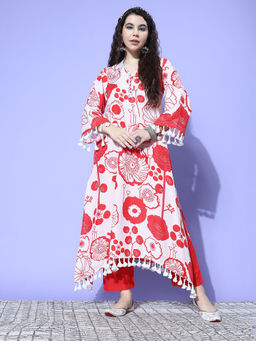 Varanga - Women Peach Printed Straight Co-ord Set