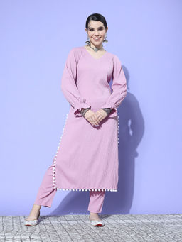 Varanga - Women Workwear Mauve Solid Straight Co-ord Set