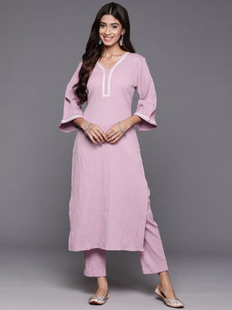 Varanga - Women Pink Solid Straight Co-ord Set