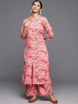 Varanga - Women Pink Printed Straight Co-ord Set