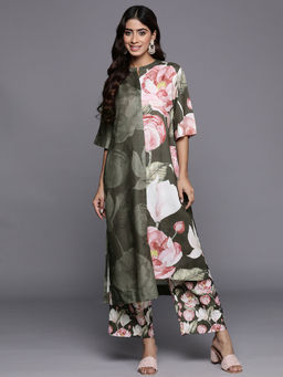 Varanga - Women Workwear Olive Printed Straight Co-ord Set