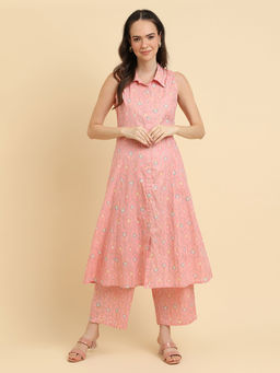 Varanga - Women Pink Printed Flared Co-ord Set