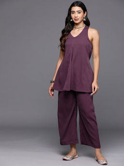 Varanga - Women Purple Solid Co-Ord (Set of 2)