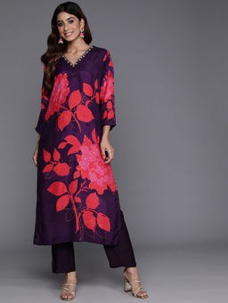 Varanga - Women Violet Printed Straight Co-ord Set