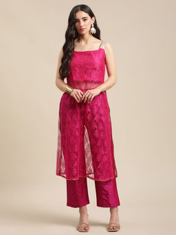 Varanga - Women Magenta Self Design Co-ord Set
