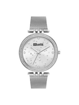 Unltd. - By Timex 38 mm Crystal Studded Silver Dial Women Analog Watch (UNL030001) (M)