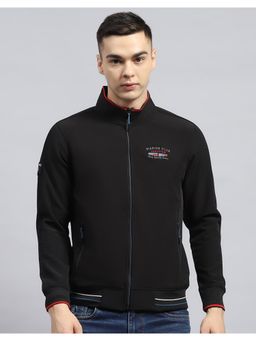 Monte Carlo - Mens Black Printed Mock Neck Full Sleeve Sweatshirt