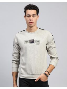 Monte Carlo - Mens Printed Grey Round Neck Full Sleeve Sweatshirt