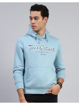 Monte Carlo - Mens Printed Blue Hooded Neck Full Sleeve Hoodie