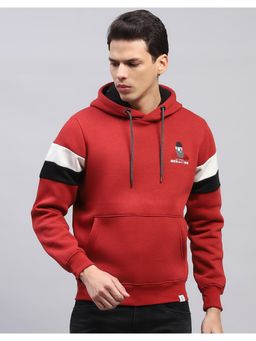 Monte Carlo - Mens Printed Red Hooded Neck Full Sleeve Hoodie