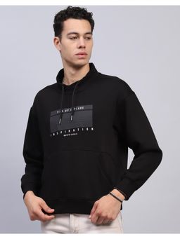 Monte Carlo - Mens Printed Black Mock Neck Full Sleeve Sweatshirt