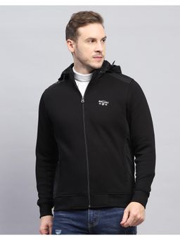 Monte Carlo - Mens Solid Black Detachable Hood Full Sleeve Hoodie