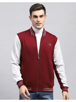 Monte Carlo - Mens Solid Maroon Mock Neck Full Sleeve Sweatshirt