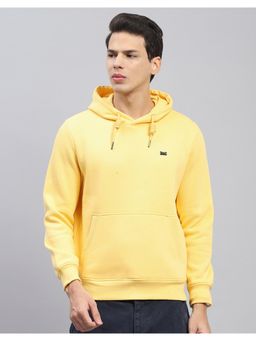 Monte Carlo - Mens Solid Yellow Hooded Neck Full Sleeve Hoodie
