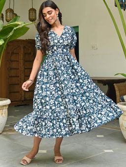 Lavanya The Label - Blue Hand Printed Dress