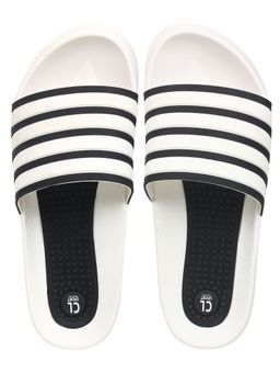 Carlton London - Striped White & Black Sliders