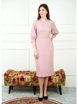 Exude - Bright Low Three Fourth Sleeve Dress Blush Pink