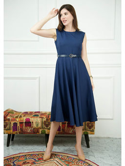 Exude - Warmth Fit and Flare Dress with Belt Navy (Set of 2)