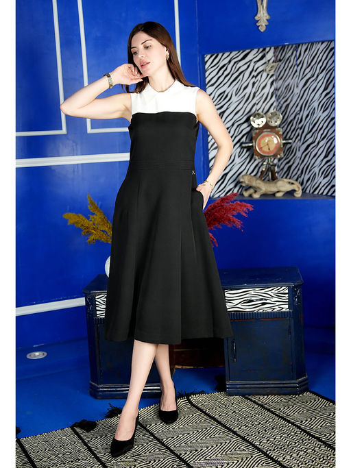 black and blue color block dress CALVIN KLEIN Sheath Dress