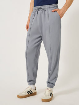 Styli - Men Solid Oversized Joggers with Raw Seam Detail