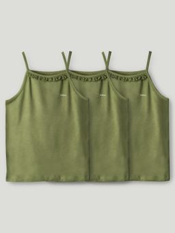Kidbea - Girls Olive Bamboo Camisoles (Pack of 3)
