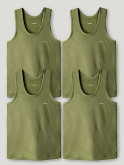 Kidbea - Boys Olive Bamboo Vests (Pack of 4)