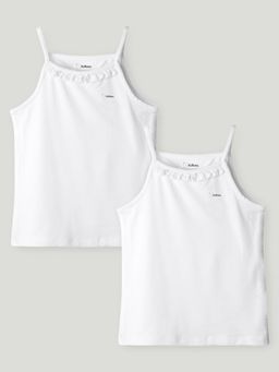 Kidbea - Girls White Bamboo Camisoles (Pack of 2)