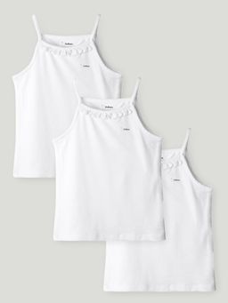 Kidbea - Girls White Bamboo Camisoles (Pack of 3)