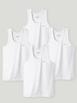 Kidbea - Boys White Bamboo Vests (Pack of 4)