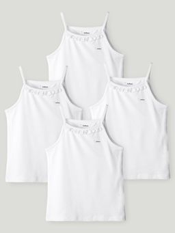 Kidbea - Girls White Bamboo Camisoles (Pack of 4)