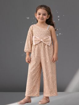 Lil Drama - Girls Gold Polyester Jumpsuit