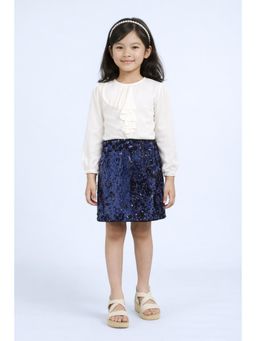 PICCOLO - Girls Blue Cotton Top with Skirt