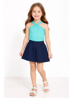 PICCOLO - Girls Turquoise Modal Top with Skirt
