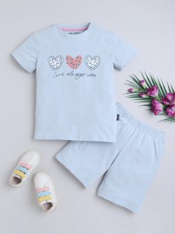 Baby Nation - Unisex Blue Cotton T-Shirt with Short