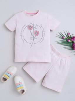 Baby Nation - Unisex Pink Cotton T-Shirt with Short