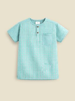 CHERRY CRUMBLE BY NITT HYMAN - Boys Green Cotton Shirt