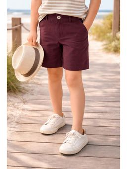 CHERRY CRUMBLE BY NITT HYMAN - Boys Wine Cotton Shorts