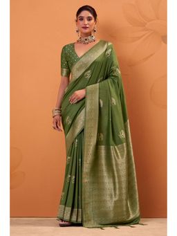 Mysilklove - Phthalo Green Tussar Handloom Silk Saree0.8-meter blouse piece