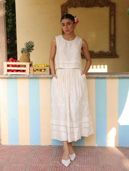 Naav - Women's Ivory Embroidered Co-Ord Set