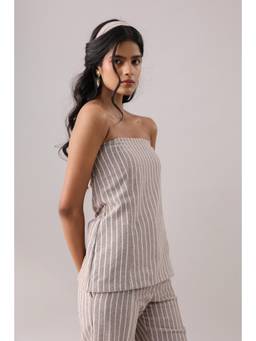 Why Look West - Brown Mocha Striped Top