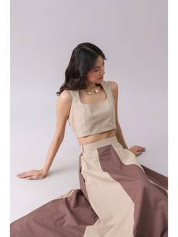 Why Look West - Beige Sable Crop Top