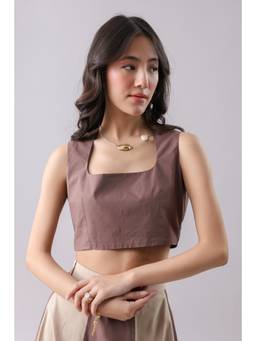 Why Look West - Brown Cocoa Crop Top