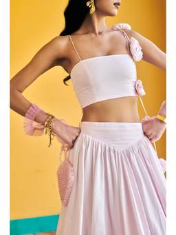 Why Look West - Pink Gilded Floret Crop Top