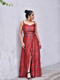 Sundarii - Ikraar Ajrakh Modal Silk Maxi Dress