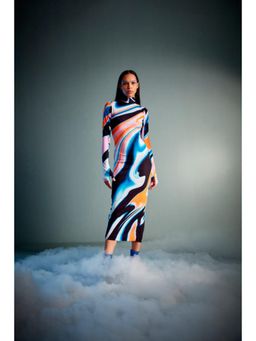 CILVR - Fluid Print Bodycon Maxi Dress