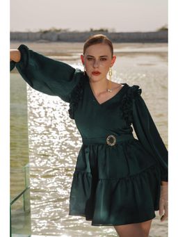 Label Iris - Emerald Ruffle Mini Dress